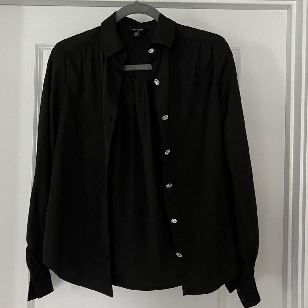 Express Button Down Blouse With Crystal Buttons - image 1